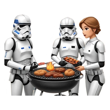 Stormtroopers enjoying a bbq and talking to hot Star Wars girls sticker
