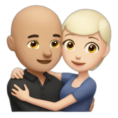 Bald boy hugging dark hair girl sticker