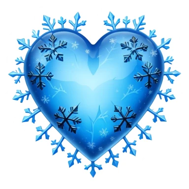 A blue ice and black ice heart with snowflakes sticker