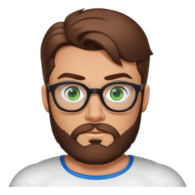 Superman with brown hair, a beard, and glasses on. Eyes are green. Rolling eyes face sticker