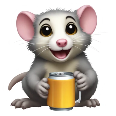Opossum holding a beer sticker