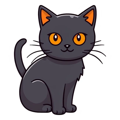 black cat with orange eyes sticker