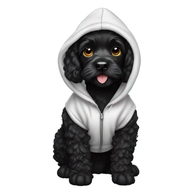 Black cockerpoo wearing hoodie sticker