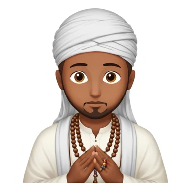 Muslim person in deep contemplation with prayer beads sticker