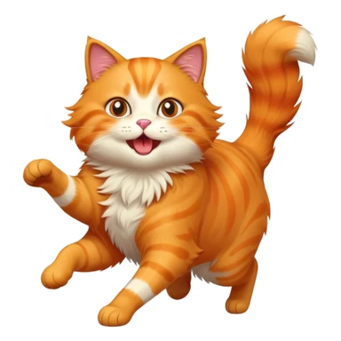 An orange cat running happy because he sees food. sticker