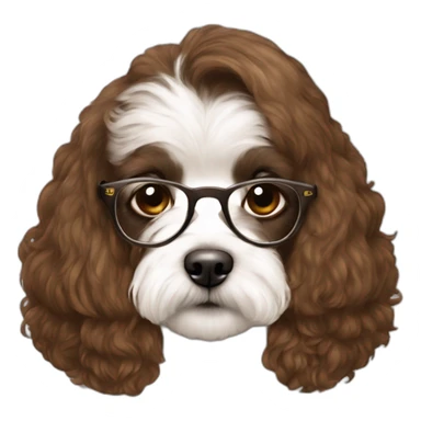 Long straight brown hair, eyeglassed turkish girl with white maltipoo sticker