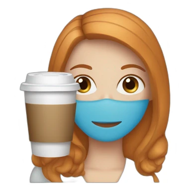 Ginger straight hair and blue eyes woman drinking a latte sticker