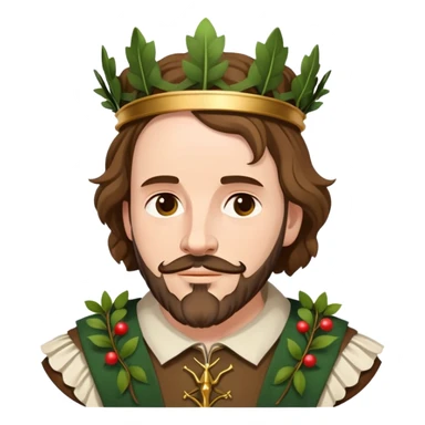Shakespeare wearing a laurel wreath crown as the Bard sticker