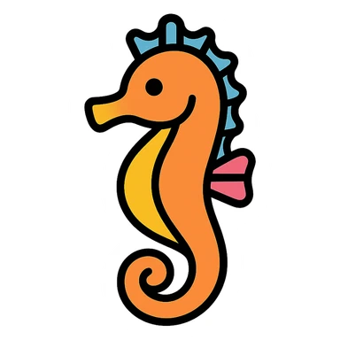 colored seahorse icon sticker