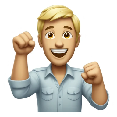 Guy celebrating with fist in the air sticker