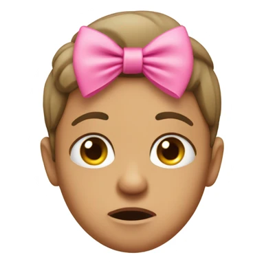 stressed out emoji with a pink bow sticker