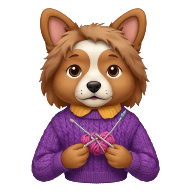 dog knitting a sweater sticker