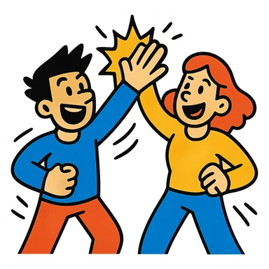 high five, bold colors, comic energy sticker