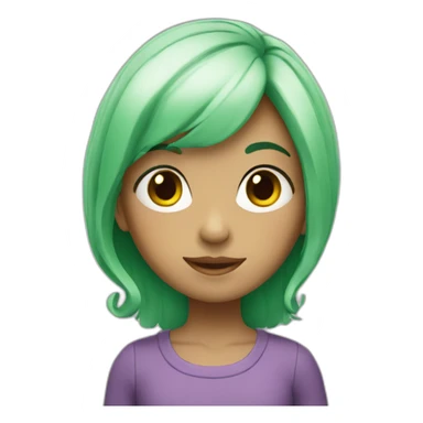 green-haired little girl with white beard sticker