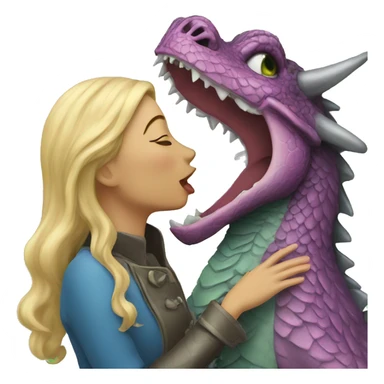 Lady kissing dragon sticker