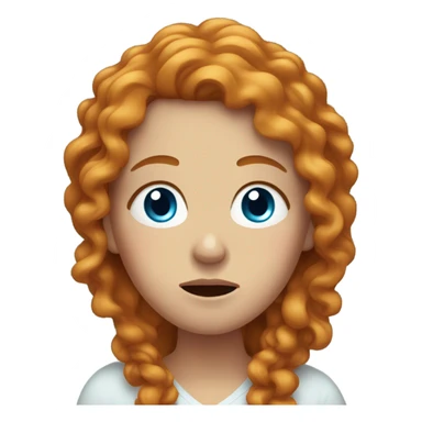 Ginger woman long curly hair blue eyes CRYING sticker