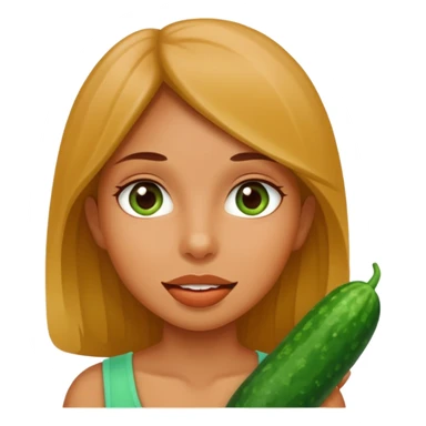 Girl with a tan cucumber in her mouth sticker