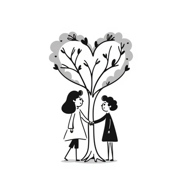 the concept of love, hand-drawn doodle style sticker