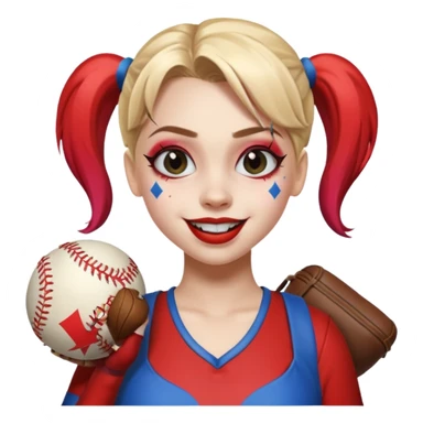 Harley Quinn holding a baseball bag while winking  sticker
