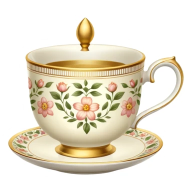 Golden teacup with floral pattern  sticker