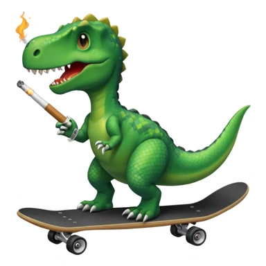 dinosaur on a skateboard smoking cigarettes sticker