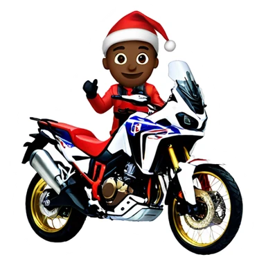 Young Man dressed for Christmas riding a Honda Africa Twin sticker