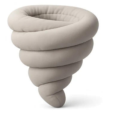 tornado in cushion style, soft plush look, swirling shape sticker