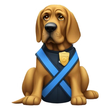 Gold and blue bloodhound as a policeman directing traffic.  sticker