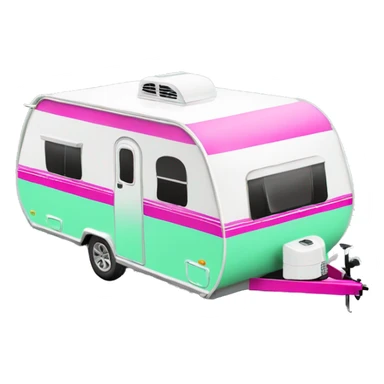 Realistic mint green and hot pink camping travel trailer isolated. sticker