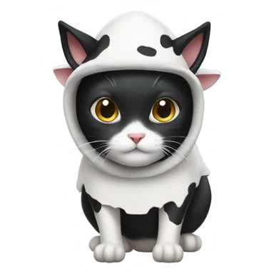 black and white cat wearing cow costume sticker