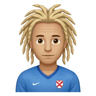 blonde dreadlocks man with blue jersey sticker