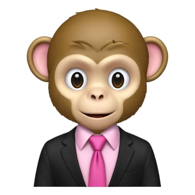  monkey with black shirt,pink tie sticker