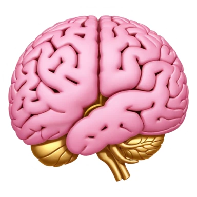 A pink brain with elegant golden details and accents. In the center of the brain, there's a clean, empty space or hollow area, as if a part is carved out. sticker