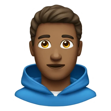 A man, blue eyes, hood, and sweatshirt. sticker