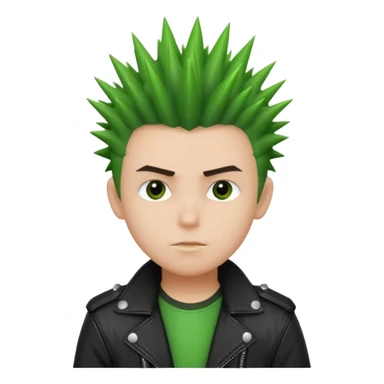 Boy with Spiky Hair – green spikes, black leather jacket sticker