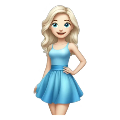 A beautiful girl with white skin and blue eyes smiles and flirts in a transparent dress sticker