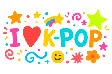 kpop fan banner with stars, fun sticker