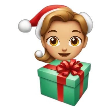 christmas girl in the present box sticker