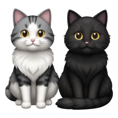 Two cats one black one grey and white sticker