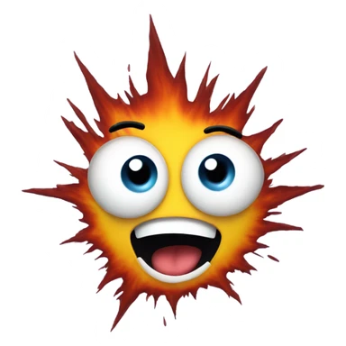 An explosion with a funny face in front sticker