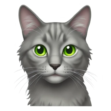 long hair grey cat bright green eyes sticker