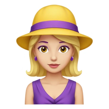 purple dress woman with yellow hat sticker