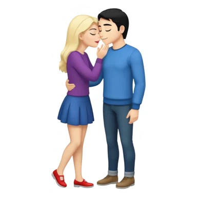 couple kissing black hair man blonde woman full body sticker