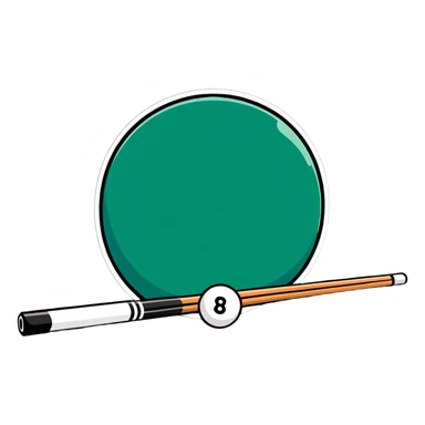 pool cue stick and 8 ball sticker