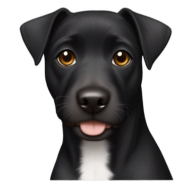 A black Patterdale Terrier dog with a white patch on its chest and brown eyes.  sticker