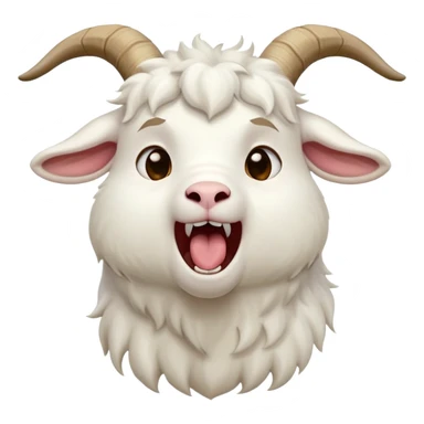 cinematic-cute-yawning-white-goat-portrait-emoji,-head-tilted-slightly-with-a-dramatic,-wide-open-yawn,-showcasing-a-soft,-downy-white-fur-with-delicate-horns-and-gently-drooping-ears,-round-eyes-barely-open-in-drowsy-contentment, sticker