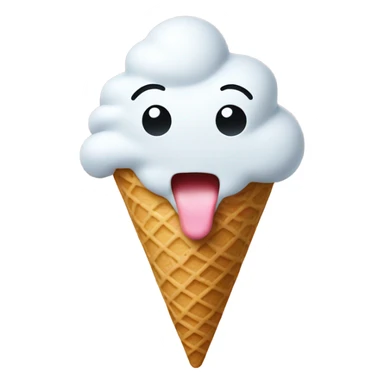 White smiley licking ice cream sticker