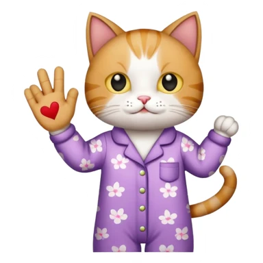 cat in pajamas holding a ‘NO’ sign sticker