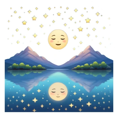 "Design a calming circle emoji for evening reflection. Soft moonlight, gentle stars, peaceful or spiritual symbols. No people - emphasize tranquil colors, night sky elements, and serene christian imagery." sticker