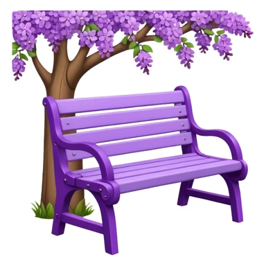 park bench with lilac blossoms around it emoji sticker